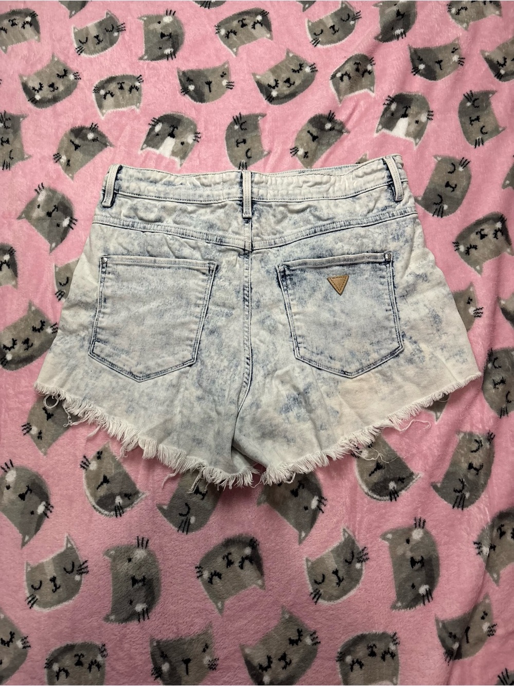 Guess Los Angeles High Rise Acid Wash Distressed Cutoff Denim Shorts Size 29